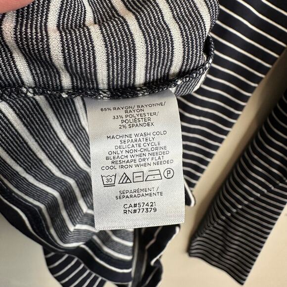 Ann Taylor Striped Drop Shoulder Cardigan Blue White M - Picture 9 of 11